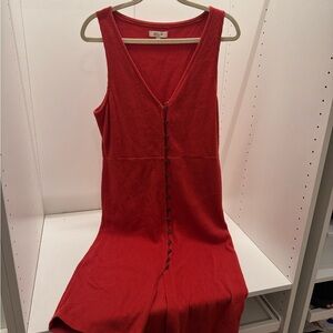 Madewell Rust Red Corduroy Button-Front Dress Sleeveless Size M